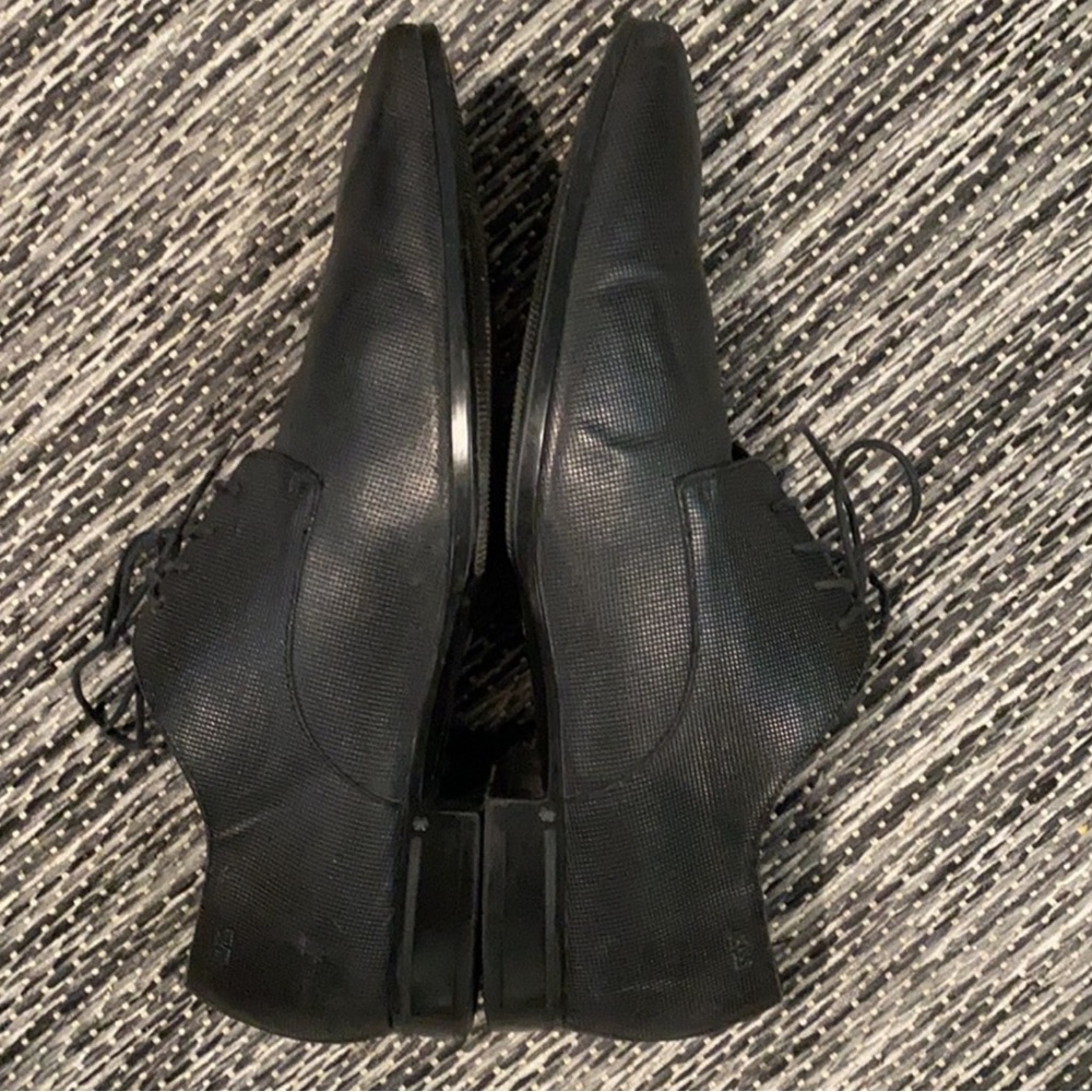 Authentic Boss Hugo Boss designer mens black leather lace up shoes sz 12 - Picture 10 of 15